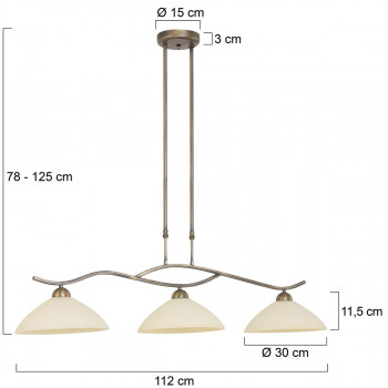 Afmetingen - Design hanglamp 6837BR Capri - Steinhauer